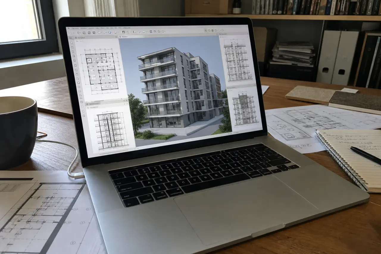 Archicad auf einem Architektur-Laptop
